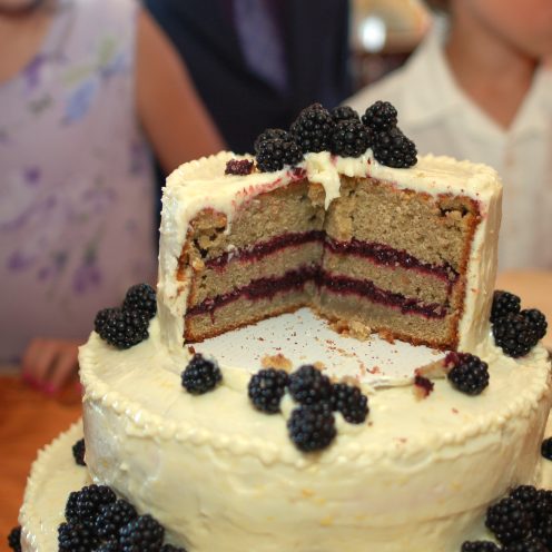 Gluten-Free Lemon Blackberry Wedding Cake https://bigsislittledish.wordpress.com/2011/09/24/gluten-free-lemon-blackberry-wedding-cake/
