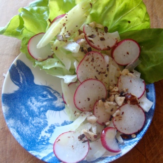A Cooling Salad of Radish, Fennel, Celery and Hazelnuts https://bigsislittledish.wordpress.com/2012/08/05/a-cooling-salad-with-radish-fennel-celery-and-hazelnuts/