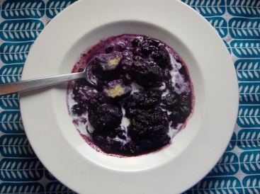 Blueberry Slump with Hazelnut Ricotta Dumplings (gluten-free or not) https://bigsislittledish.wordpress.com/2012/08/11/blueberry-slump-with-hazelnut-ricotta-dumplings-gluten-free-or-not/