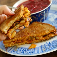 Kimchi Grilled Cheese (with Hot Borscht)