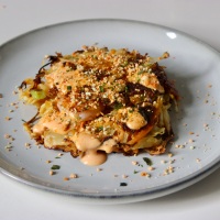 Okonomiyaki- Japanese Cabbage & Shrimp Pancakes (GF)